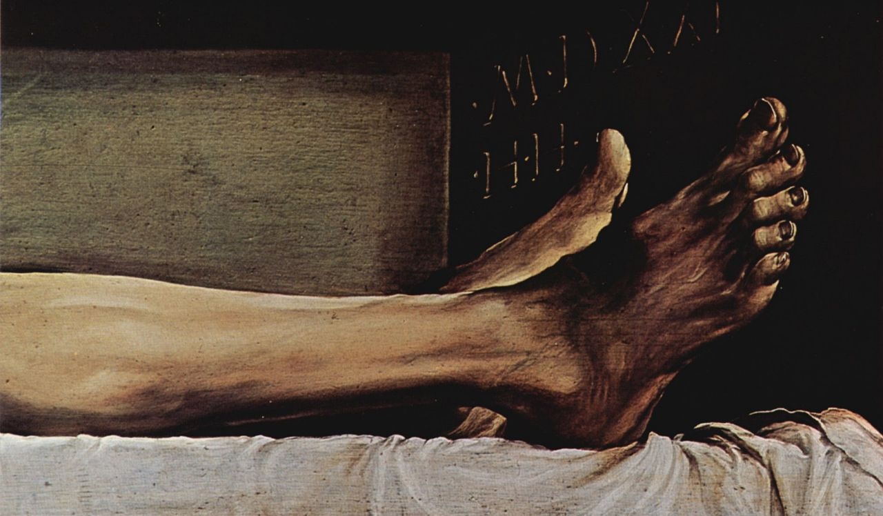 Ганс Гольбейн Младший. Мёртвый Христос в гробу. Фрагмент