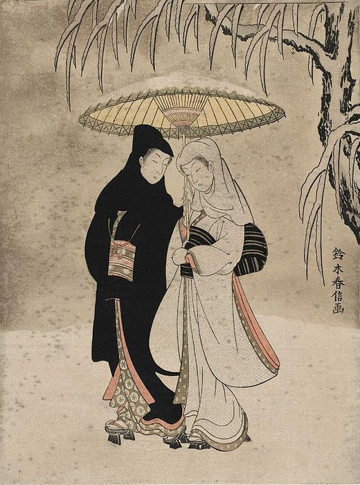Судзуки Харунобу. Влюбленные под зонтом