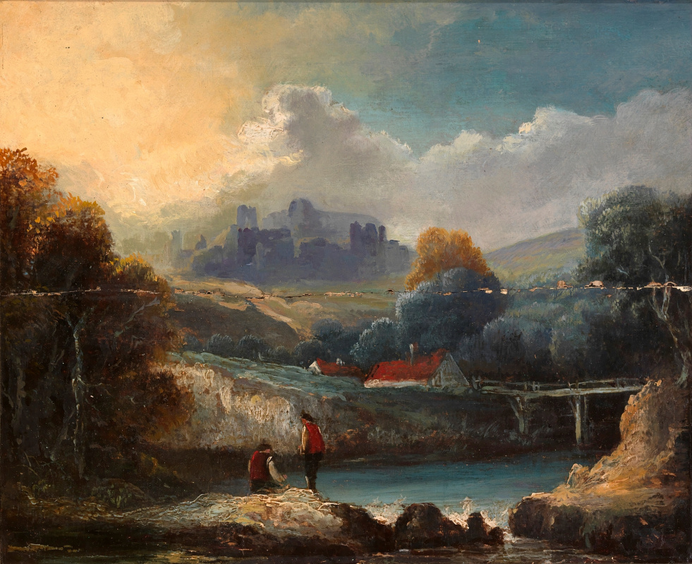 Томас Гейнсборо. Пейзаж с мостом через реку (незавершенное)