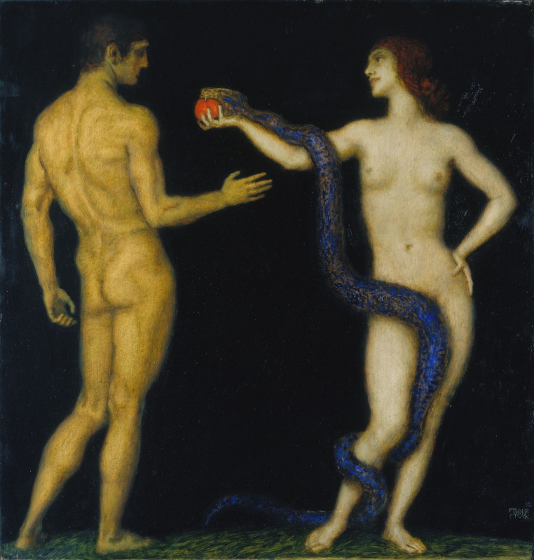 Франц фон Штук. Адам и Ева 1920 (ок)  темпера.