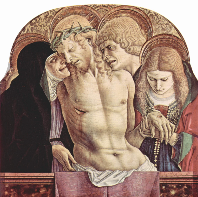 Карло Кривелли. Оплакивание Христа. Центральный алтарь кафедрального собора в Асколи, полиптих, навершие средней части