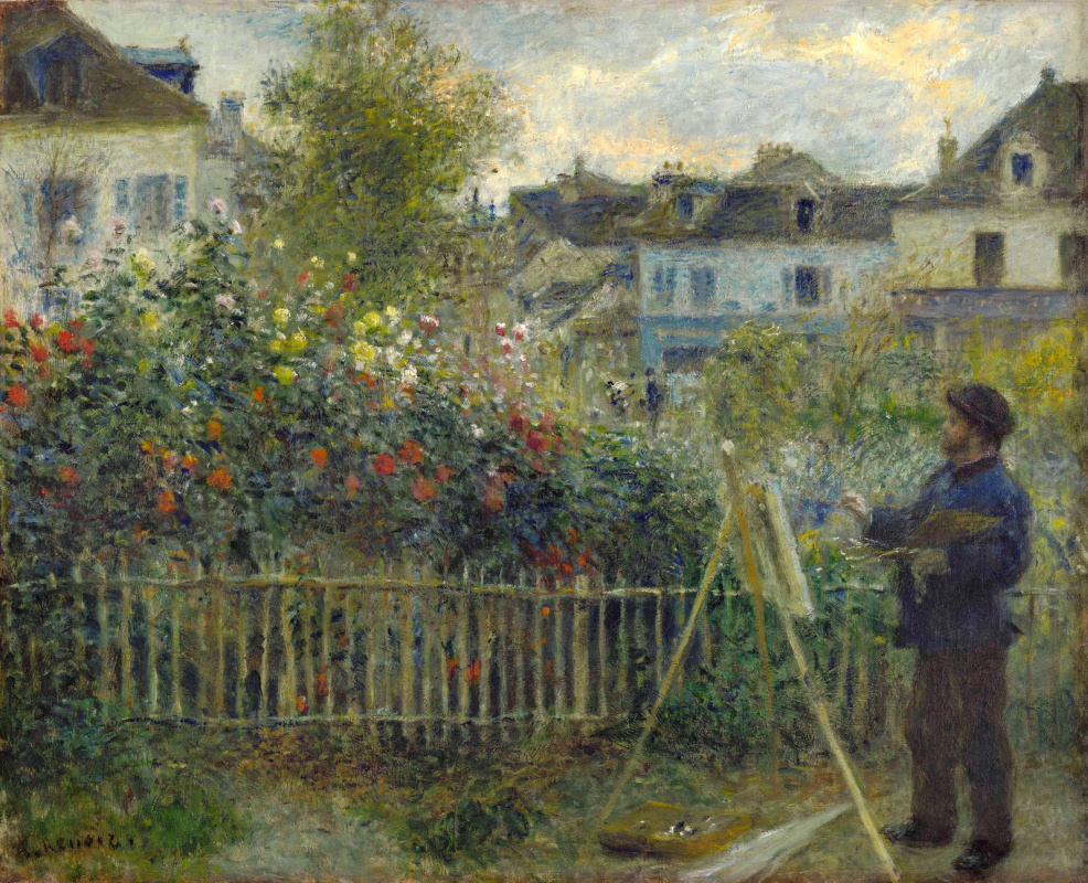 Пьер Огюст Ренуар. Клод Моне, пишущий картину в своем саду в Аржантёе