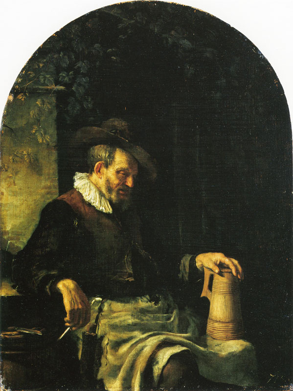 Франц ван Мирис Старший. Пожилой мужчина с деревянной кружкой