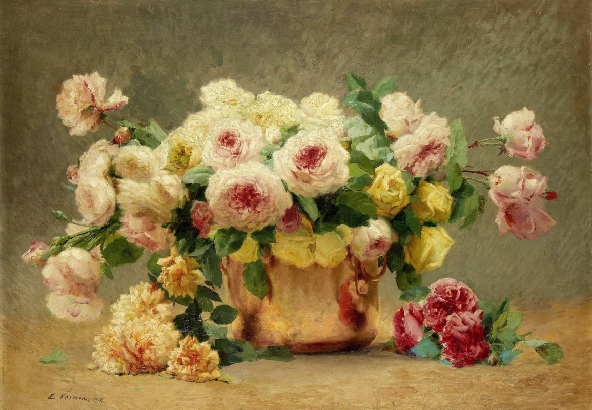 Эмиль Вернон. Натюрморт с розами. 1902