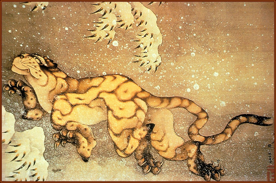 Кацусика Хокусай. Старый тигр в снегу