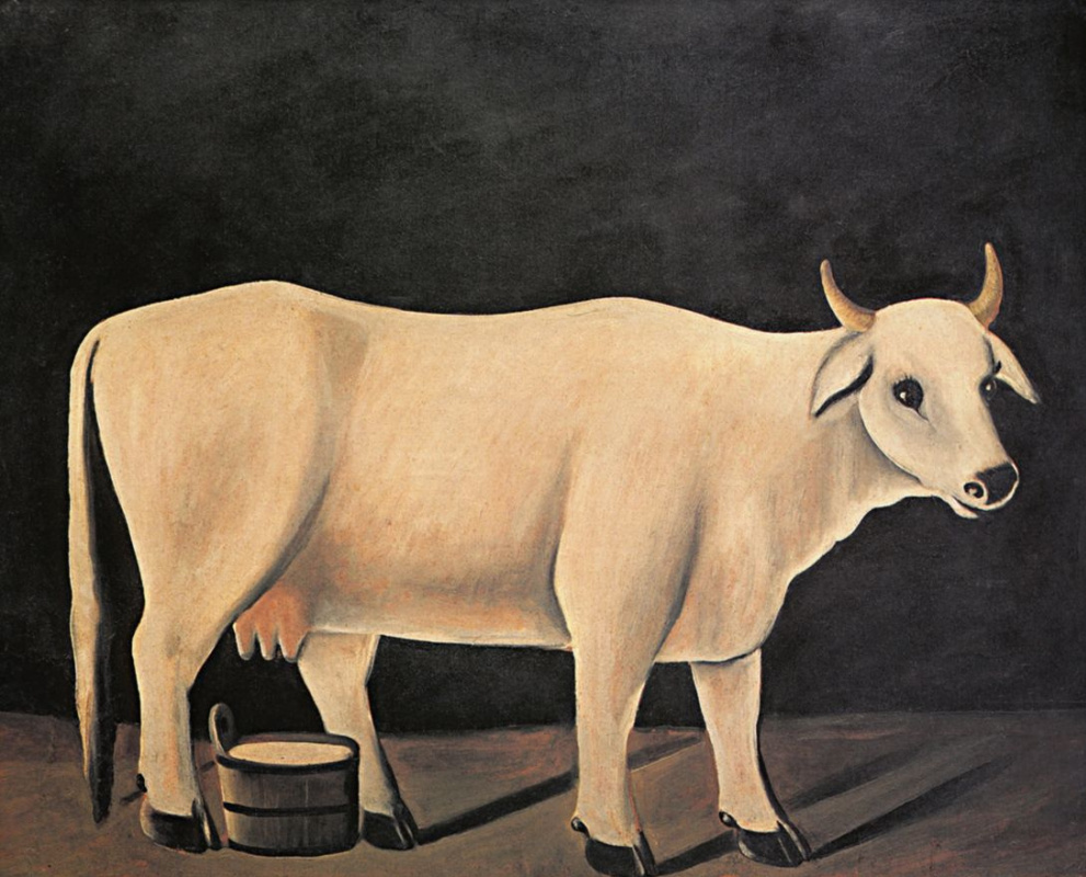 Нико Пиросмани (Пиросманашвили). Белая корова на черном фоне