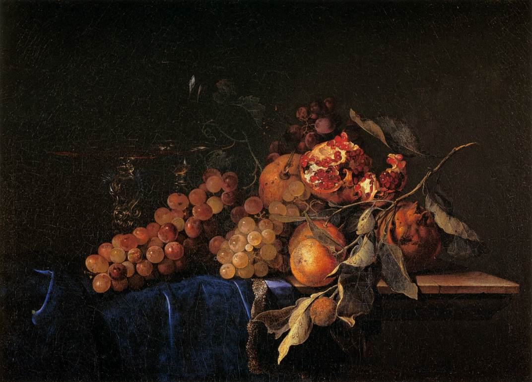 Виллем ван Алст. Натюрморт с фруктами и виноградом
