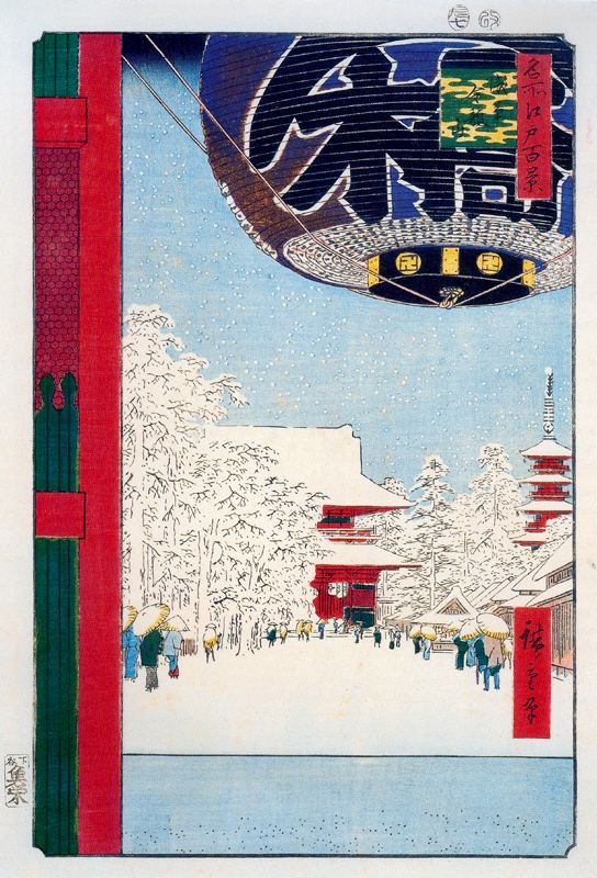 Утагава Хиросигэ. Храм Конрюзан в Асакуса. Серия "100 знаменитых видов Эдо"