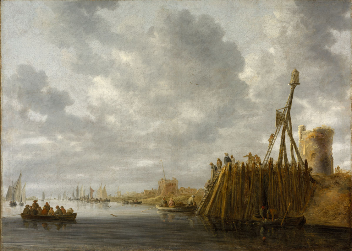 Ян ван Гойен. Вид на гавань со сторожевой башней и маяком