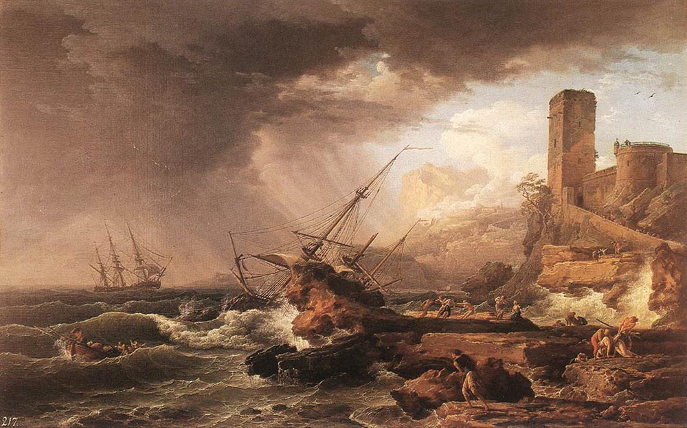 Клод Жозеф Верне. Разбившийся корабль у берега