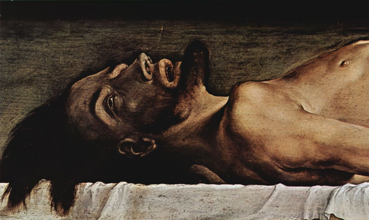 Ганс Гольбейн Младший. Мёртвый Христос в гробу. Фрагмент