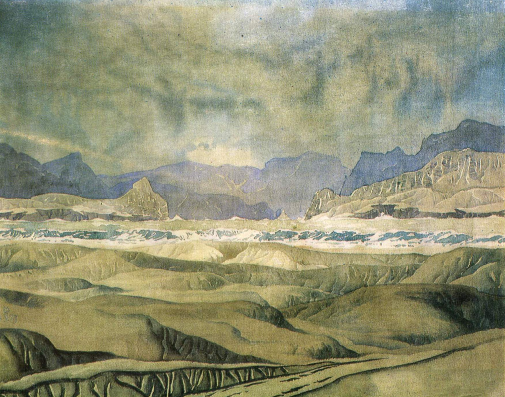 Максимилиан Александрович Волошин. Холмы, иссушенные зноем. 1929    25 x 35  см.