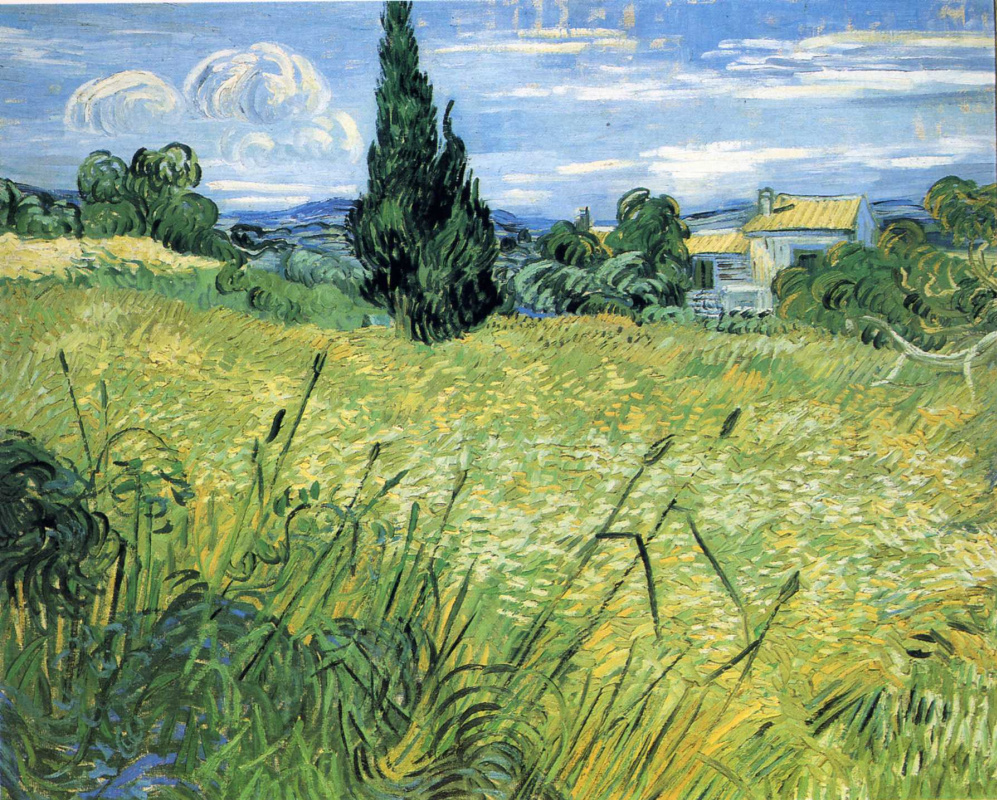 Винсент Ван Гог. Зеленое пшеничное поле с кипарисом
